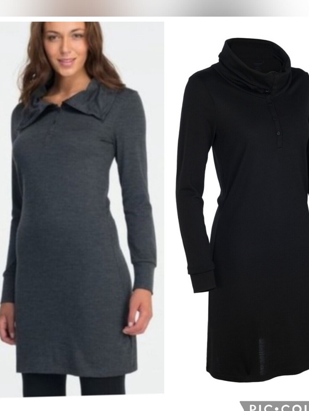 Icebreaker Merino Wool Ariana Sweater Dress Mock Neck Long Sleeve Black Large